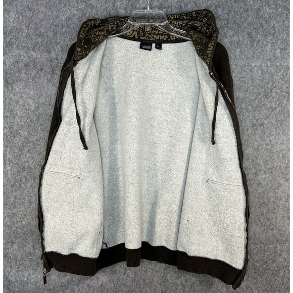 Vintage Vans Hoodie Men's XL Brown Skate Logo Full Zip Grunge Jacket Y2K - Picture 6 of 10